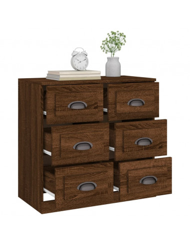 Credenza Rovere Marrone 70x35,5x67,5 cm in Legno Multistrato