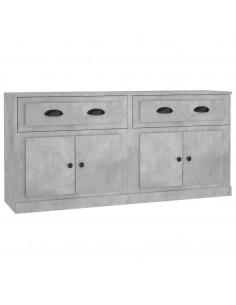 Credenze 2 pz Grigio Cemento in Legno Multistrato 2