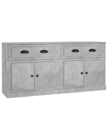 Credenze 2 pz Grigio Cemento in Legno Multistrato