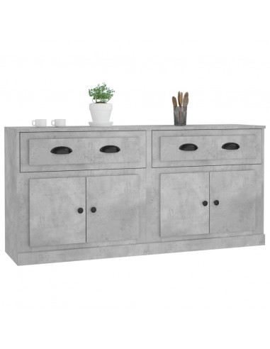 Credenze 2 pz Grigio Cemento in Legno Multistrato