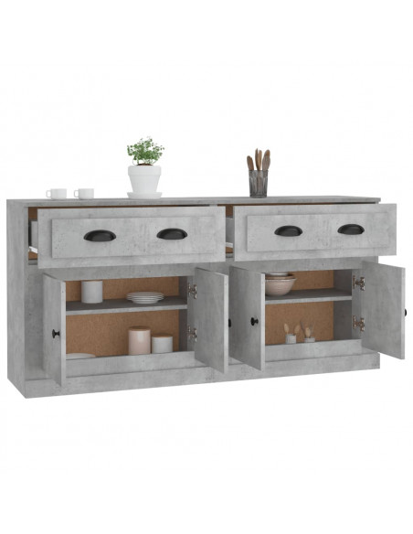 Credenze 2 pz Grigio Cemento in Legno Multistrato