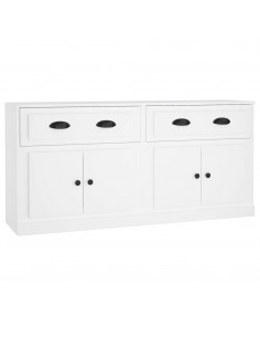 Credenze 2 pz Bianche in Legno Multistrato 2