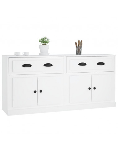 Credenze 2 pz Bianche in Legno Multistrato