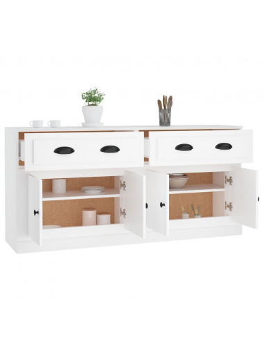 Credenze 2 pz Bianche in Legno Multistrato