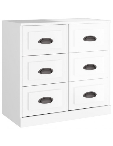 Credenza Bianco Lucido 70x35,5x67,5 cm in Legno Multistrato