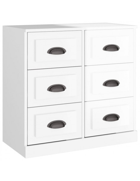 Credenza Bianco Lucido 70x35,5x67,5 cm in Legno Multistrato