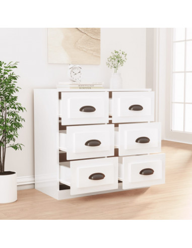 Credenza Bianco Lucido 70x35,5x67,5 cm in Legno Multistrato