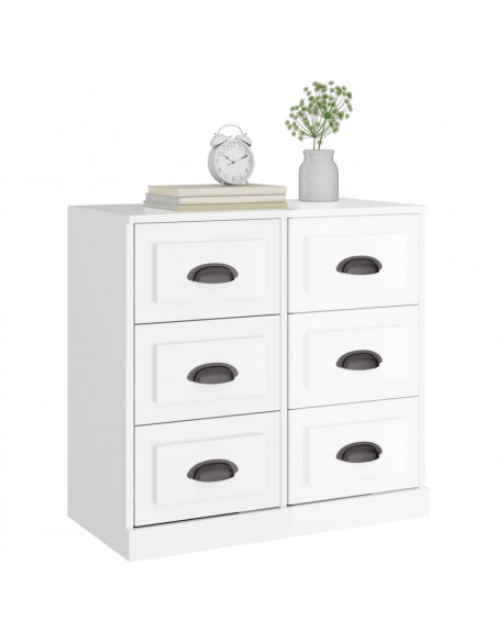 Credenza Bianco Lucido 70x35,5x67,5 cm in Legno Multistrato