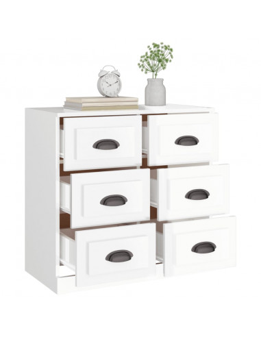 Credenza Bianco Lucido 70x35,5x67,5 cm in Legno Multistrato