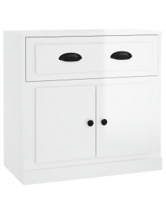 Credenza Bianco Lucido 70x35,5x67,5 cm in Legno Multistrato 2