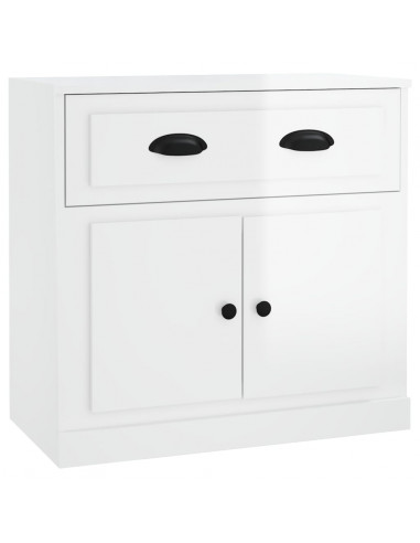 Credenza Bianco Lucido 70x35,5x67,5 cm in Legno Multistrato