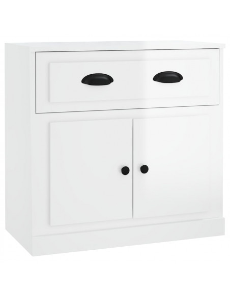 Credenza Bianco Lucido 70x35,5x67,5 cm in Legno Multistrato