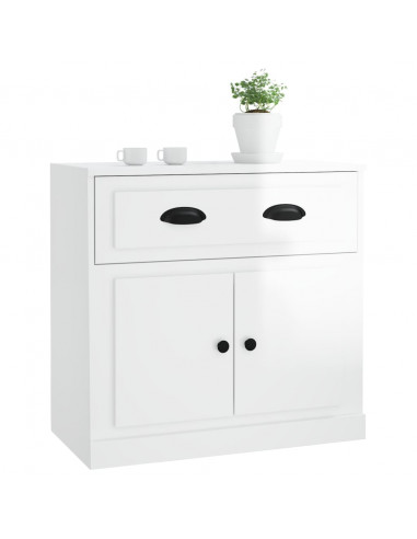 Credenza Bianco Lucido 70x35,5x67,5 cm in Legno Multistrato