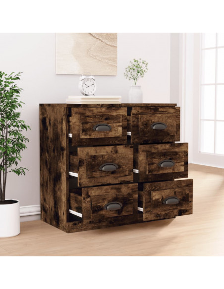 Credenza Rovere Fumo 70x35,5x67,5 cm in Legno Multistrato