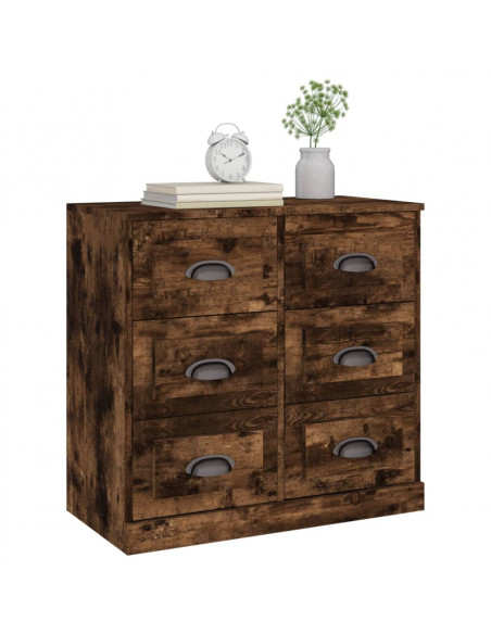 Credenza Rovere Fumo 70x35,5x67,5 cm in Legno Multistrato