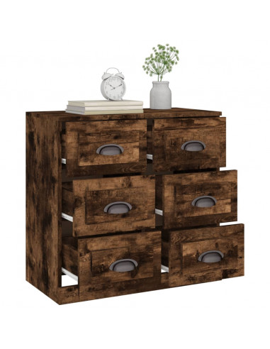 Credenza Rovere Fumo 70x35,5x67,5 cm in Legno Multistrato