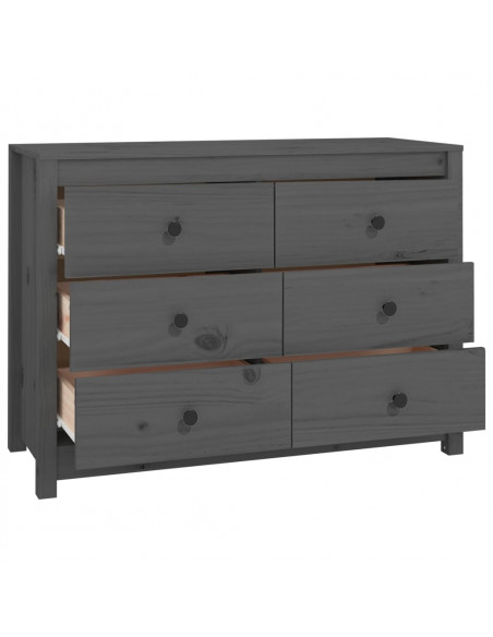Armadietto Miele Grigio 100x40x72 cm in Legno Massello di Pino