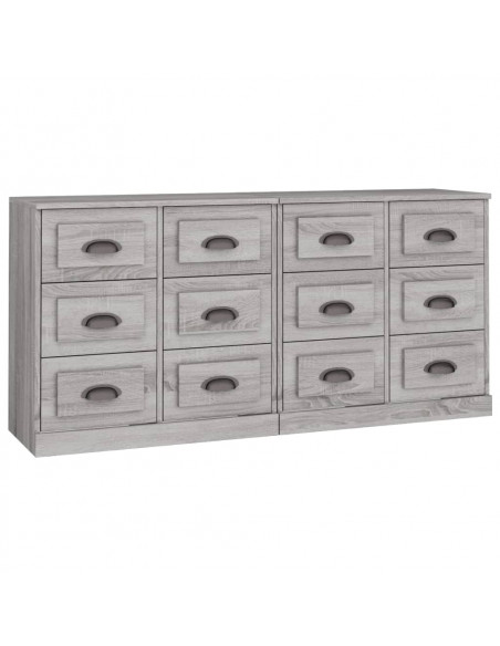 Credenze 2 pz Grigio Sonoma in Legno Multistrato