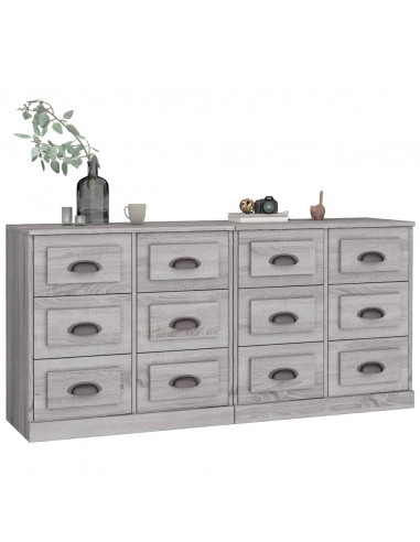 Credenze 2 pz Grigio Sonoma in Legno Multistrato