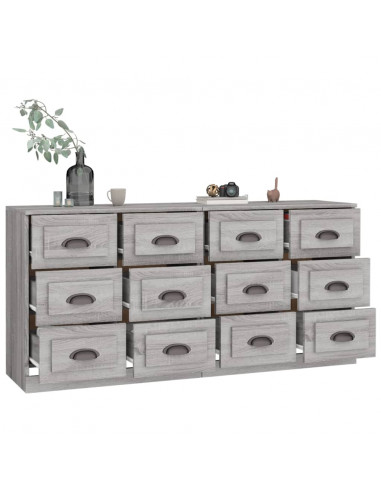 Credenze 2 pz Grigio Sonoma in Legno Multistrato