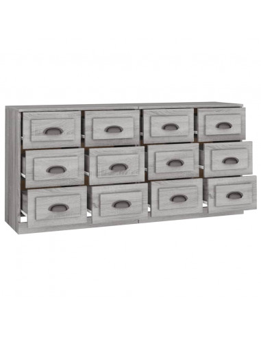 Credenze 2 pz Grigio Sonoma in Legno Multistrato