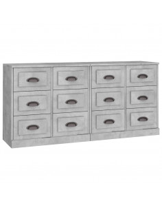 Credenze 2 pz Grigio Cemento in Legno Multistrato 2