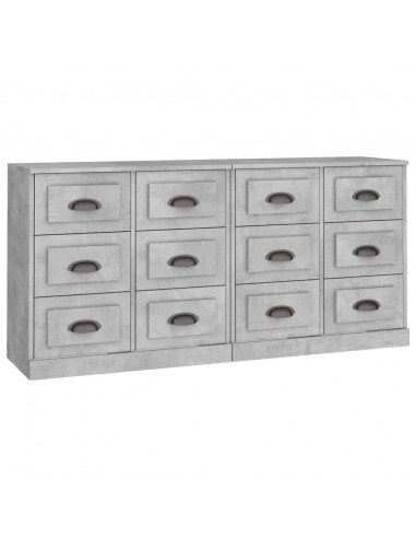 Credenze 2 pz Grigio Cemento in Legno Multistrato