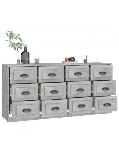 Credenze 2 pz Grigio Cemento in Legno Multistrato