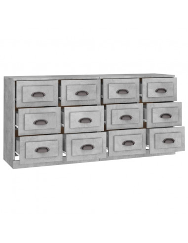 Credenze 2 pz Grigio Cemento in Legno Multistrato