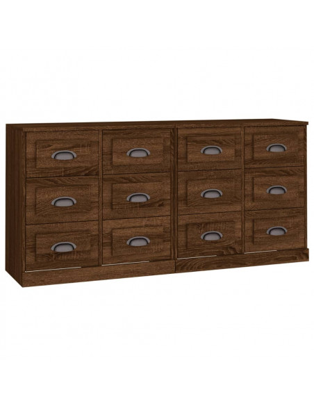 Credenze 2 pz Rovere Marrone in Legno Multistrato