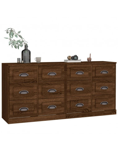 Credenze 2 pz Rovere Marrone in Legno Multistrato