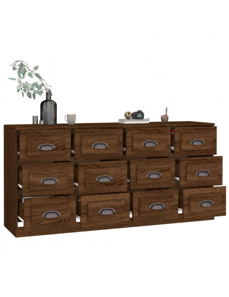 Credenze 2 pz Rovere Marrone in Legno Multistrato