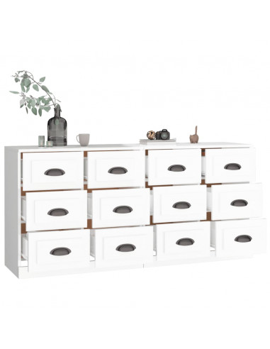 Credenze 2 pz Bianco Lucido in Legno Multistrato