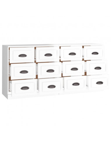 Credenze 2 pz Bianco Lucido in Legno Multistrato