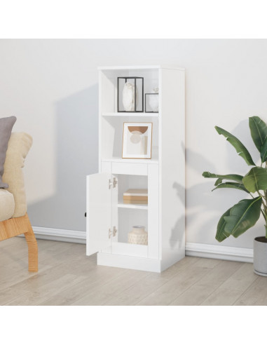 Credenza Bianco Lucido 36x35,5x103,5 cm in Legno Multistrato