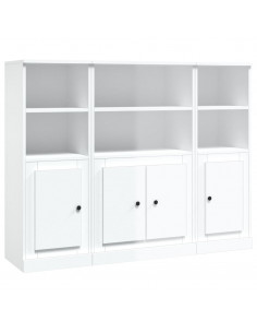 Credenze 3 pz Bianco Lucido in Legno Multistrato 2