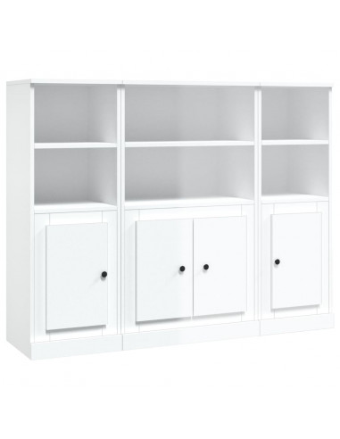 Credenze 3 pz Bianco Lucido in Legno Multistrato