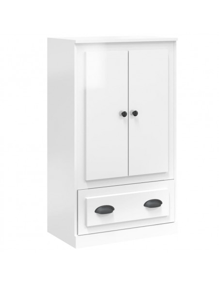 Credenza Bianco Lucido 60x35,5x103,5 cm in Legno Multistrato
