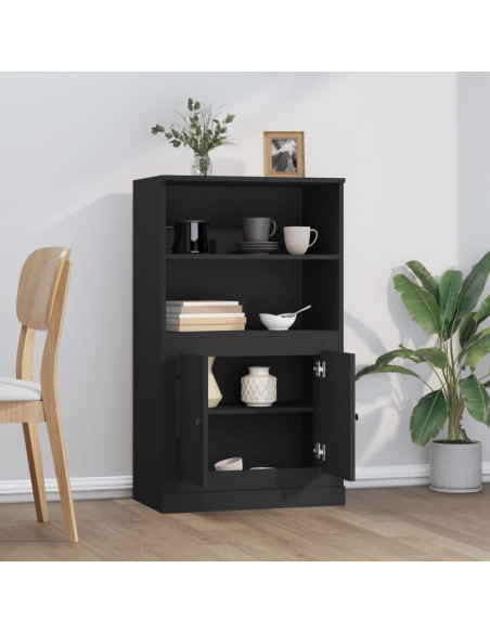 Credenza Nera 60x35,5x103,5 cm in Legno Multistrato