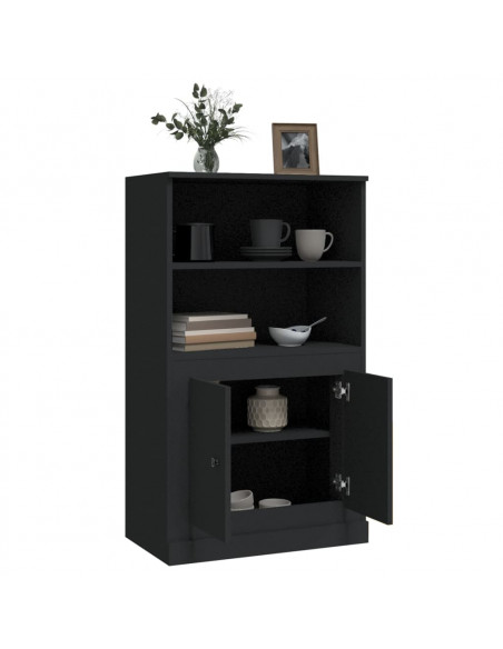 Credenza Nera 60x35,5x103,5 cm in Legno Multistrato