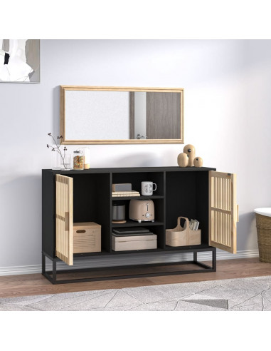 Credenza Nera 105x30x65 cm in Legno Multistrato