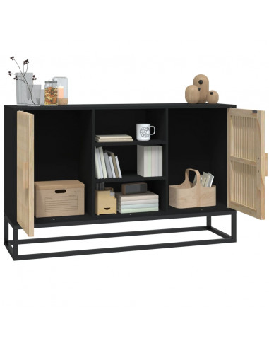 Credenza Nera 105x30x65 cm in Legno Multistrato