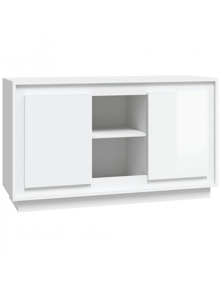 Credenza Bianco Lucido 102x35x60 cm in Legno Multistrato