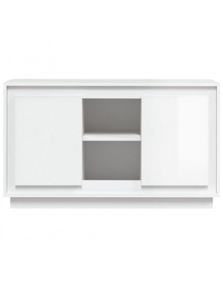 Credenza Bianco Lucido 102x35x60 cm in Legno Multistrato