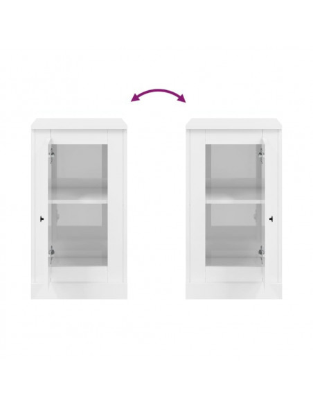 Credenza Bianco Lucido 37,5x35,5x67,5 cm in Legno Multistrato