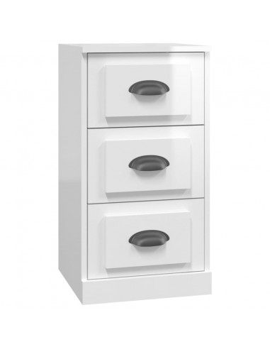 Credenza Bianco Lucido 36x35,5x67,5 cm in Legno Multistrato