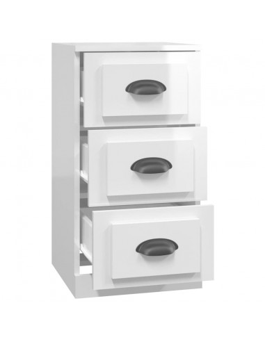 Credenza Bianco Lucido 36x35,5x67,5 cm in Legno Multistrato