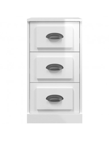 Credenza Bianco Lucido 36x35,5x67,5 cm in Legno Multistrato