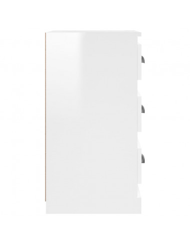Credenza Bianco Lucido 36x35,5x67,5 cm in Legno Multistrato
