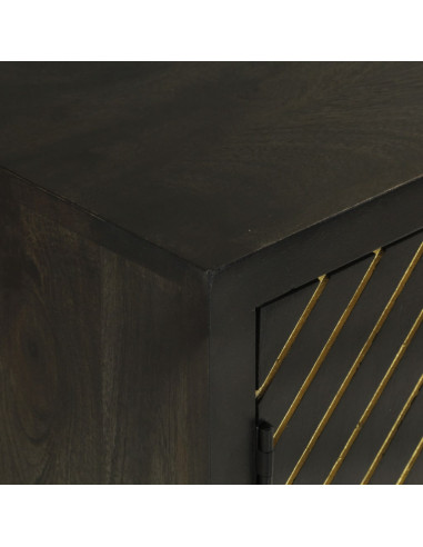 Credenza con 2 Ante Nero e Oro 55x30x75 cm Legno Massello Mango